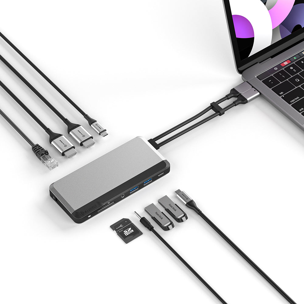 10-in-1 USB C Super Dock with Dual 4K 60Hz Display Support - Space Gray | Perfect for Home Office, Gaming & Video Editing Setup