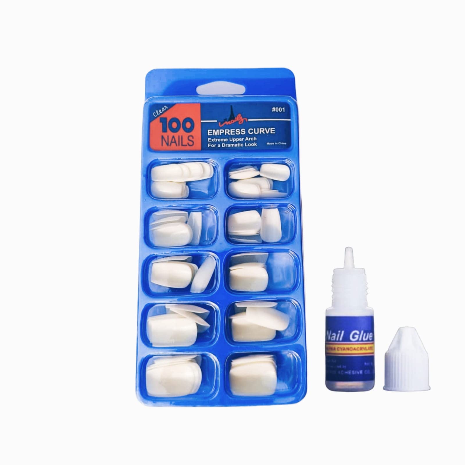AIR BEAUTY 100-Piece Artificial Nails Kit with Glue & Heart-Shaped Fake Eyelashes - Full Set for Acrylic Nails & Eye Makeup - Perfect for Parties, Weddings, and Special Occasions