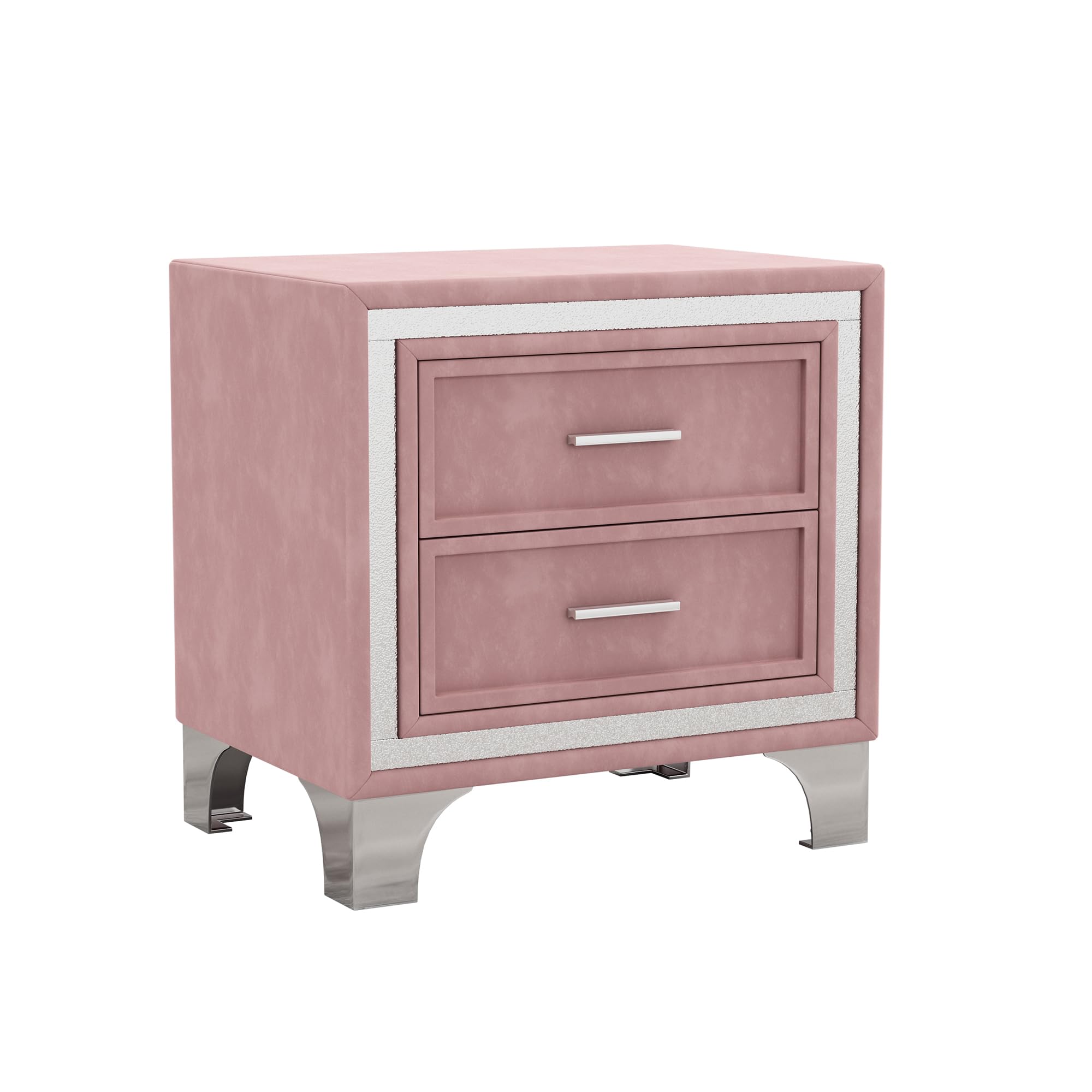 Harper & Bright Designs 3-Piece Queen Bedroom Set with LED Lights - Modern Upholstered Platform Bed & 2 Nightstands, Pink Queen Size Bedroom Furniture for Stylish Master Bedrooms & Guest Rooms