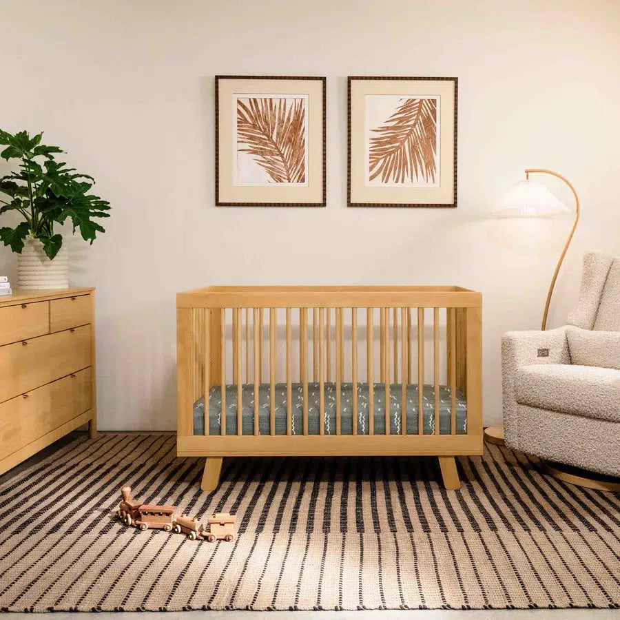 Babyletto Hudson 3-in-1 Convertible Crib in Honey - Modern Nursery Furniture for Newborn to Toddler Bed | Perfect for Small Spaces & Gender-Neutral Nursery Decor