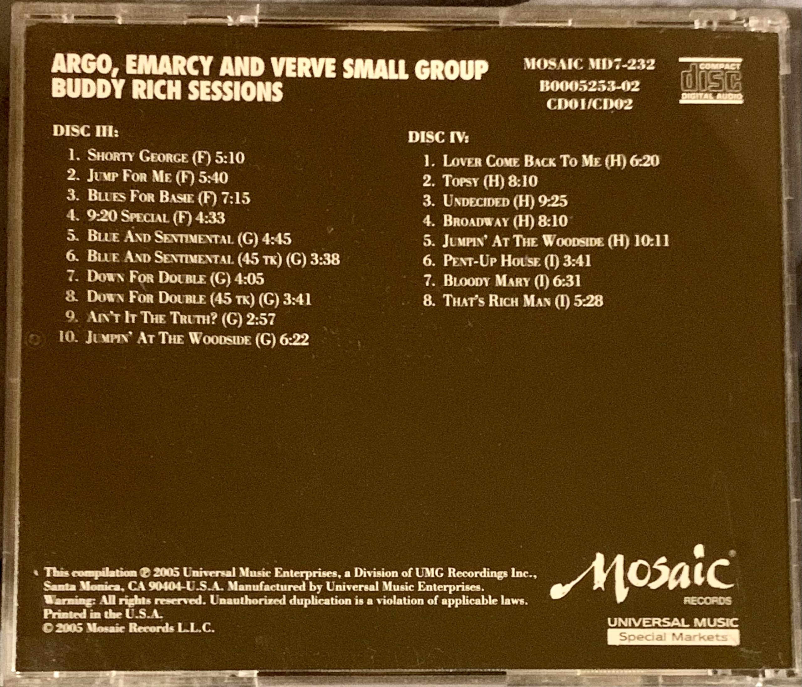 Classic Argo Emarcy & Verve Small Group Jazz Music CD - Perfect for Relaxation, Dinner Parties & Coffee Shop Ambience