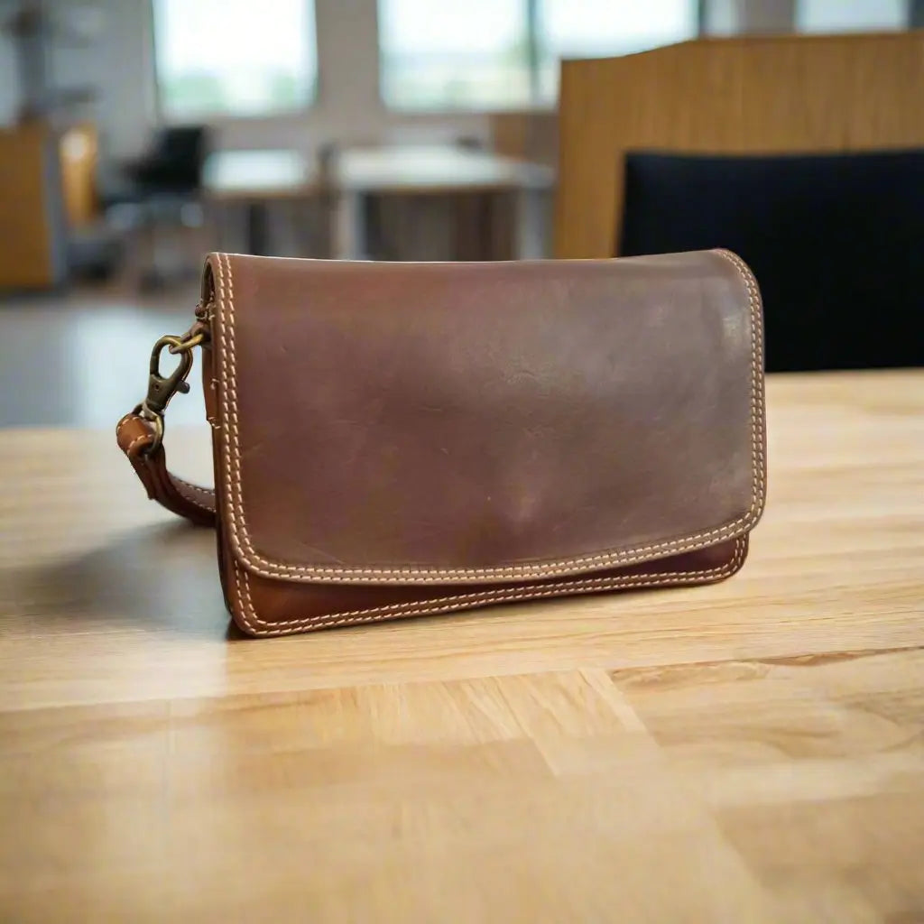 Premium Full Grain Leather Small Organizer Bag - Durable & Stylish for Travel, Office & Everyday Use - Rugged Earth Collection