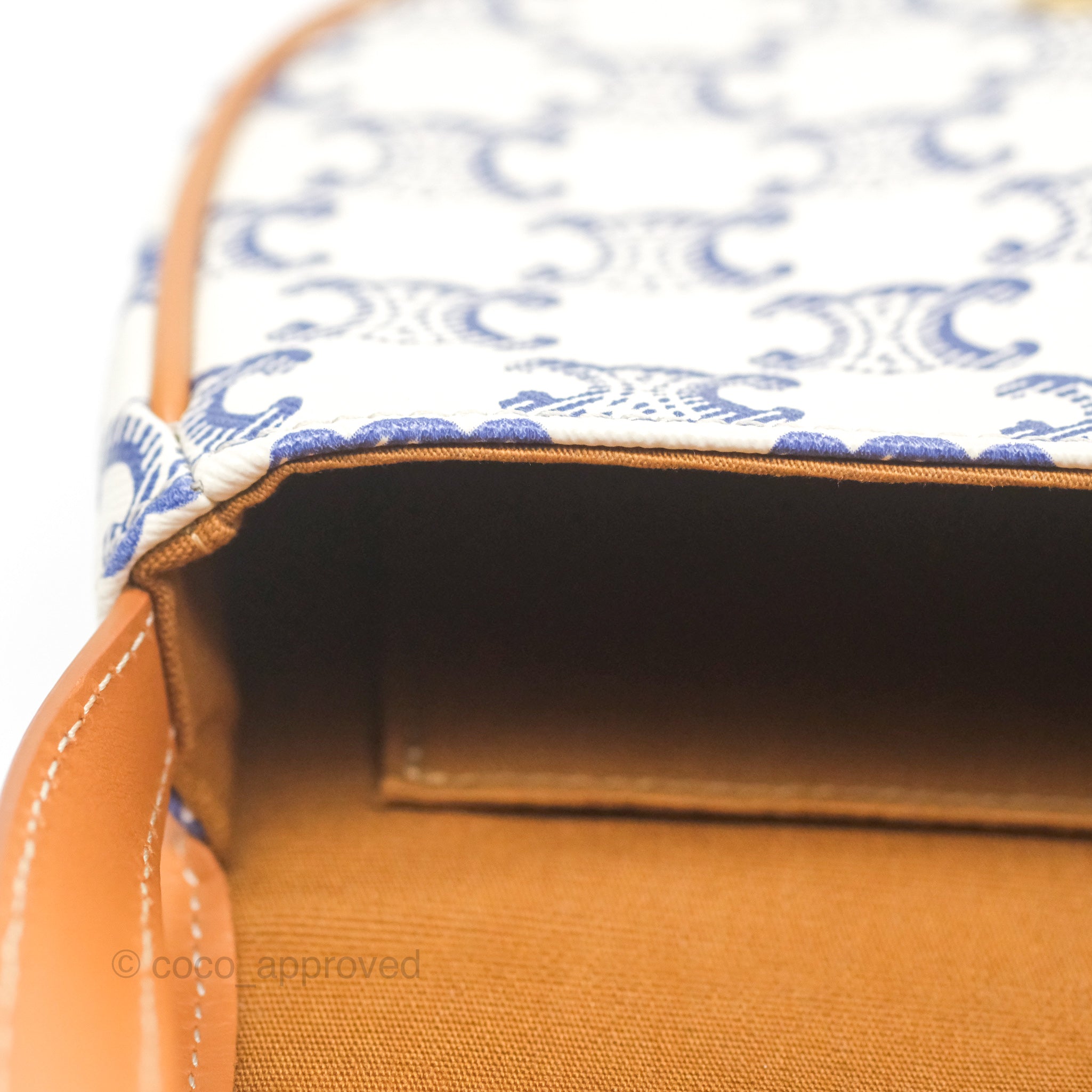 Celine Mini Besace Triomphe Embroidery Calfskin Crossbody Bag in White & Blue - Perfect for Everyday Use, Date Nights & Travel Accessories