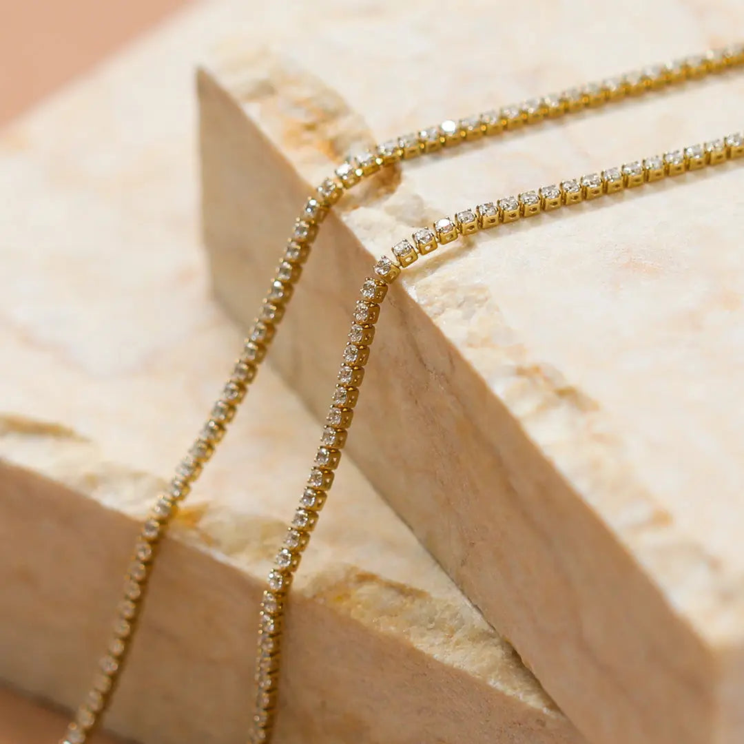 Elle Tennis Chain for Women - Elegant Gold Plated Necklace - Perfect for Sports, Casual Wear & Special Occasions