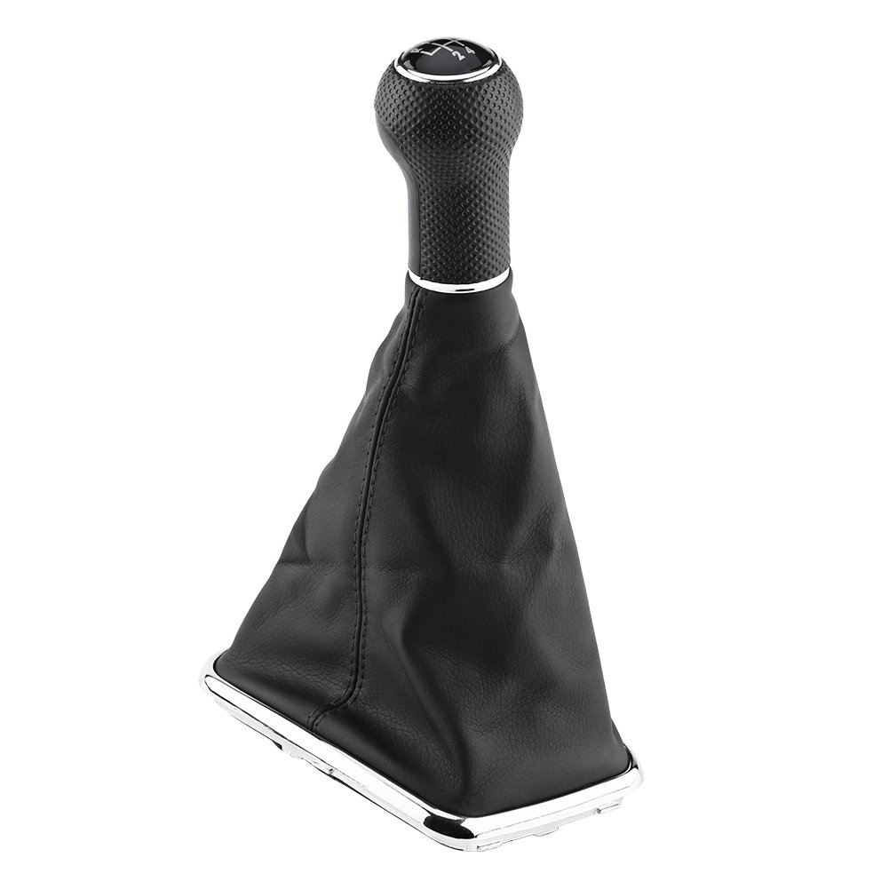 Qiilu 5-Speed Manual Shift Knob & Gearstick Gaiter Boot Kit - Compatible with VW Golf 4 (1999-2004) - Perfect for Car Interior Upgrade & DIY Installation