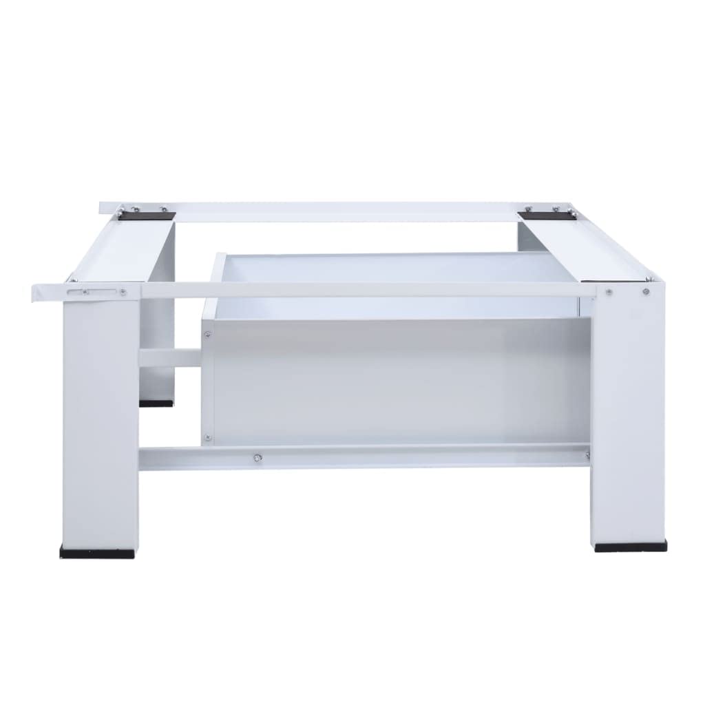 White Washing Machine Pedestal with Storage Drawer - Laundry Room Organizer for Front Load Washers, Space Saving Solution for Detergent and Supplies