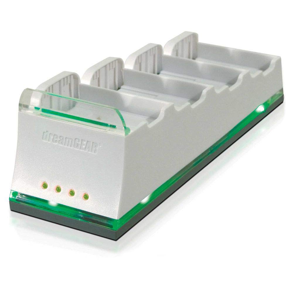 dreamGEAR Xbox 360 Quad Dock Pro Charging Station (White) - Charge 4 Controllers Simultaneously for Gaming Parties & Multiplayer Sessions