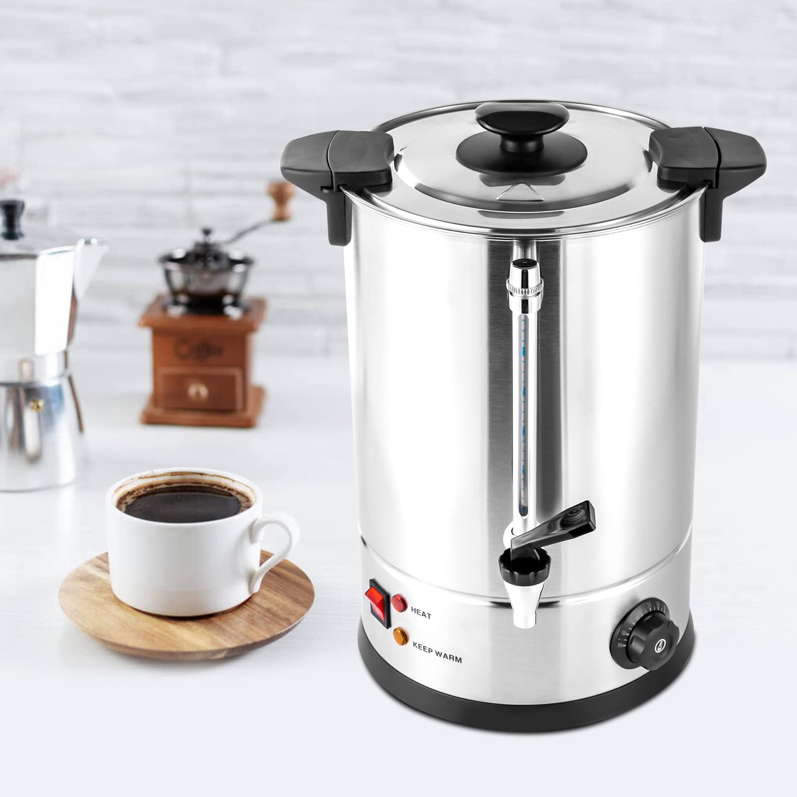 1000W Electric Percolator Coffee Pot & Tea Urn - 8L/270Oz (12L Available) Stainless Steel Commercial Coffee Maker with Adjustable Temperature - Perfect for Home, Office, Wedding, Catering & Large Gatherings - Automatic Brewing for Fresh Coffee & Tea Anytime