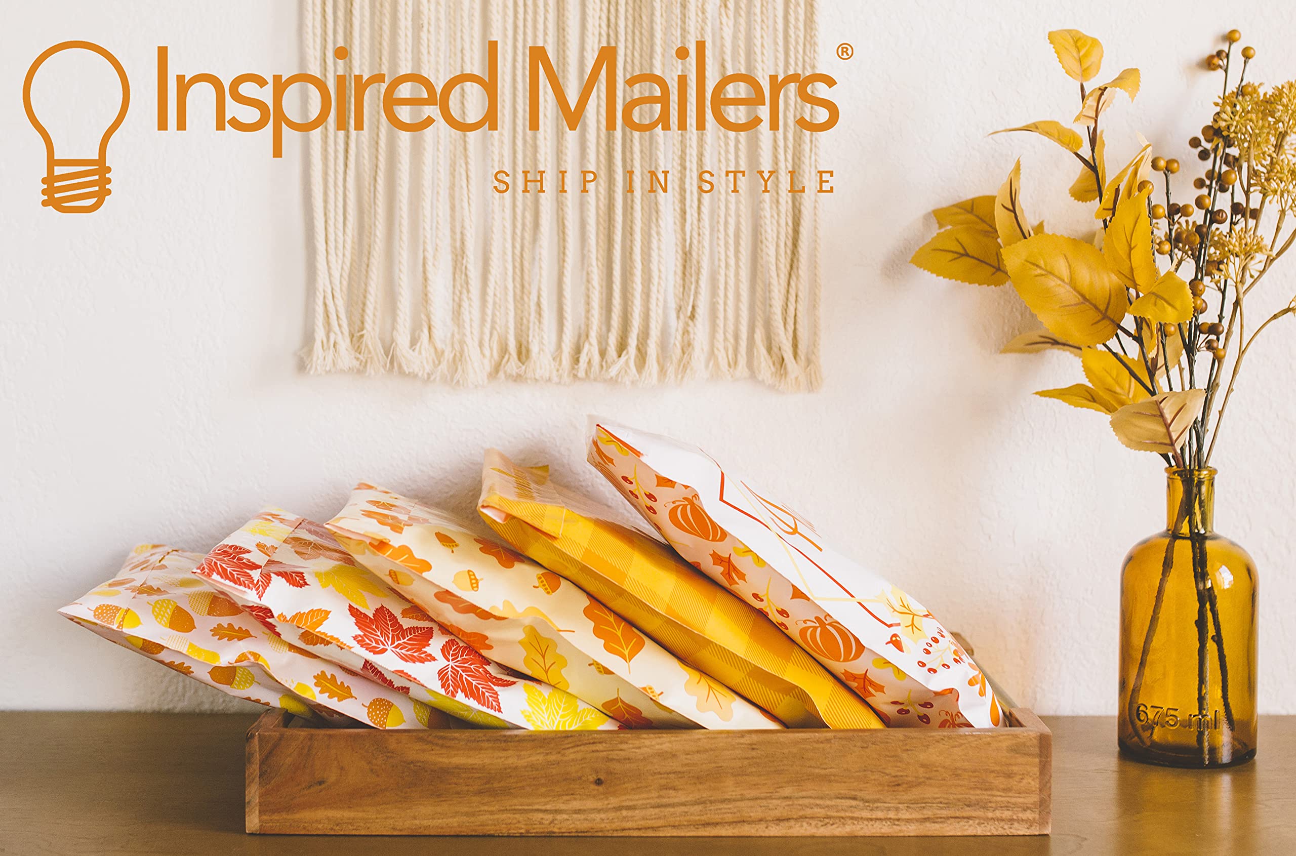6x9 Poly Mailers 100 Pack - Autumn Thank You Shipping Bags, Small Mailing Envelopes for Ecommerce, Business & Gifts - Durable 6x9 Polymailers for Packages, Online Stores & Seasonal Shipping