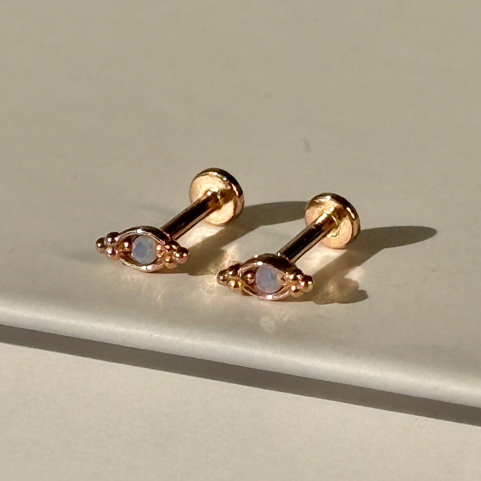 14k Yellow Gold Beaded Marquise Diamond Evil Eye Stud Earrings - Protection Jewelry for Women, Gift for Her, Perfect for Everyday Wear & Special Occasions
