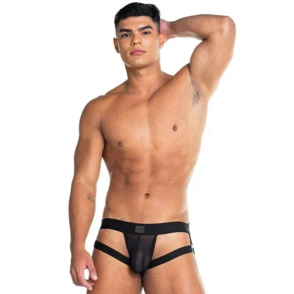 **Gigo Skin Jockstrap - Breathable Mesh Underwear for Men, Black - Comfortable Support for Sports, Gym & Active Lifestyle**