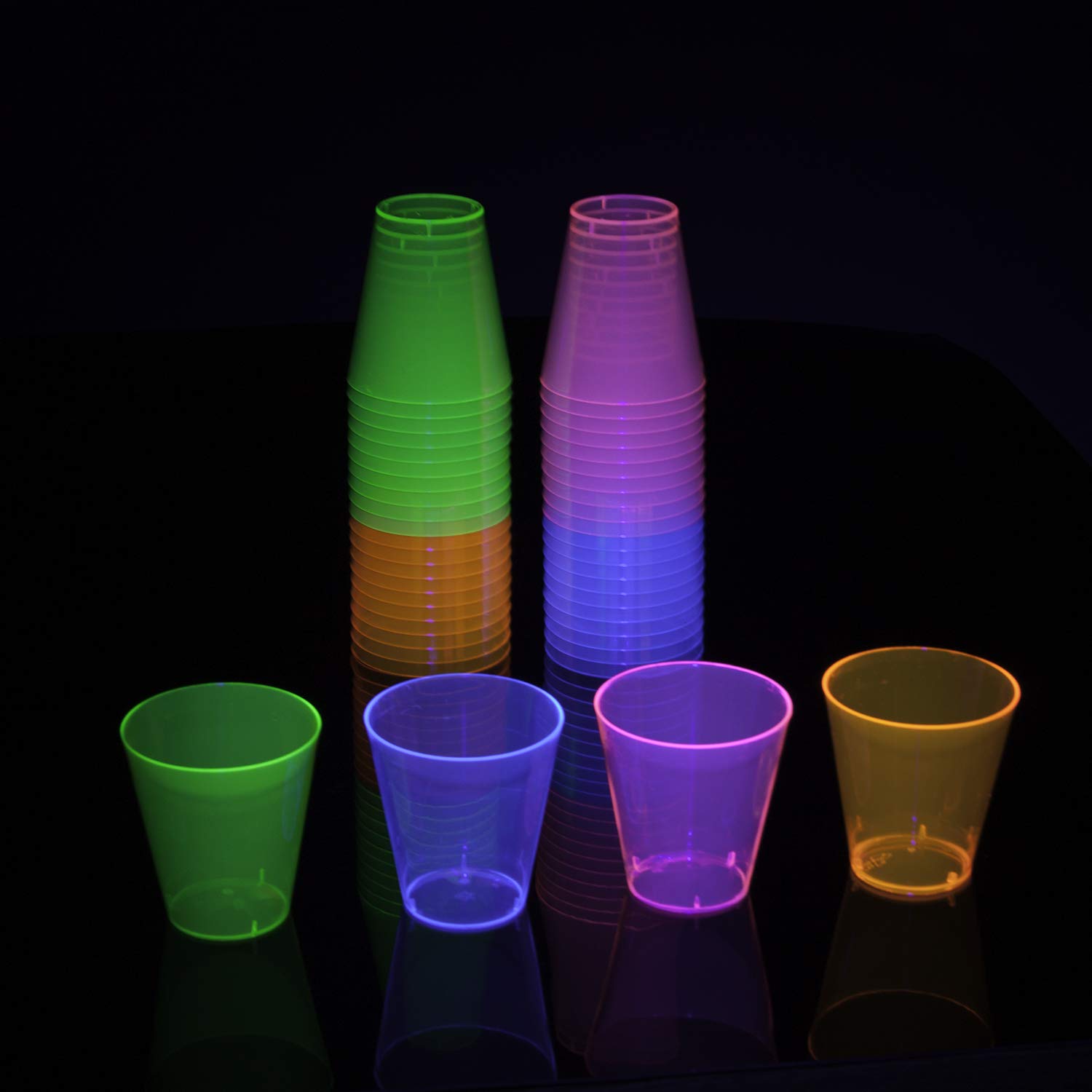 1200-Pack Neon Hard Plastic 2 oz Shot Glasses - Party Essentials N212009 for Bars, Weddings & College Events - Bulk Disposable Drinking Cups for Cocktails, Shots & Mixed Drinks