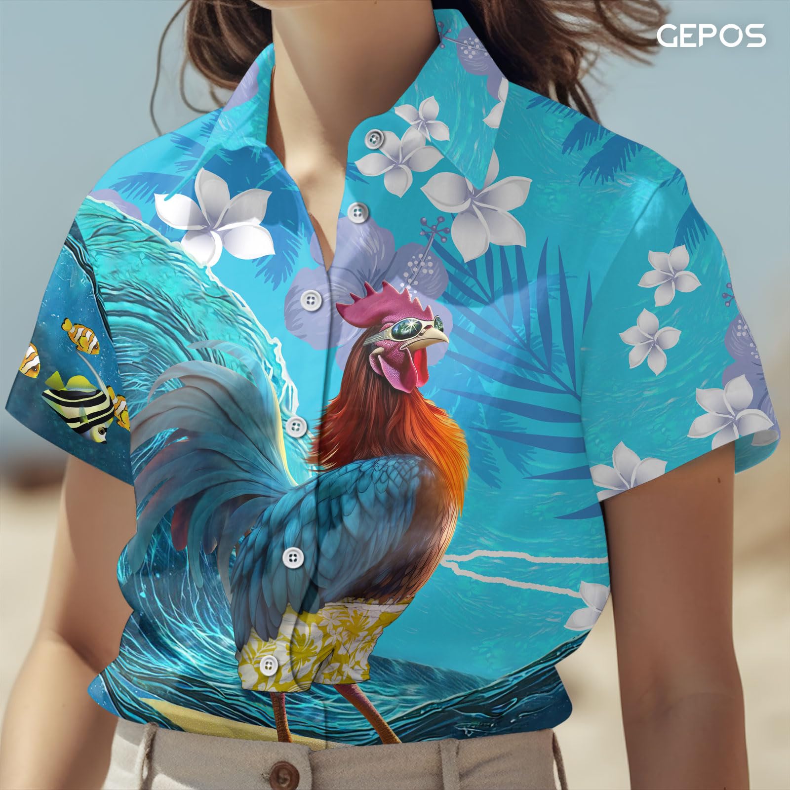 Farm Animal Button Up Shirt for Men - Tropical Hawaiian Shirt with Animal Print, Breathable Summer Casual Shirt, Unisex Vacation Wear - Perfect for Beach Parties, Luau Events & Birthday Gifts