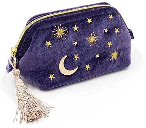 Waterproof Makeup Bag for Women Travel - Small Cosmetic Organizer with Smooth Zipper & Roomy Pockets - Portable Toiletry Pouch for Brushes, Makeup Essentials - Navy Blue Personalized Pattern - Perfect for Vacation, Gym, Daily Use