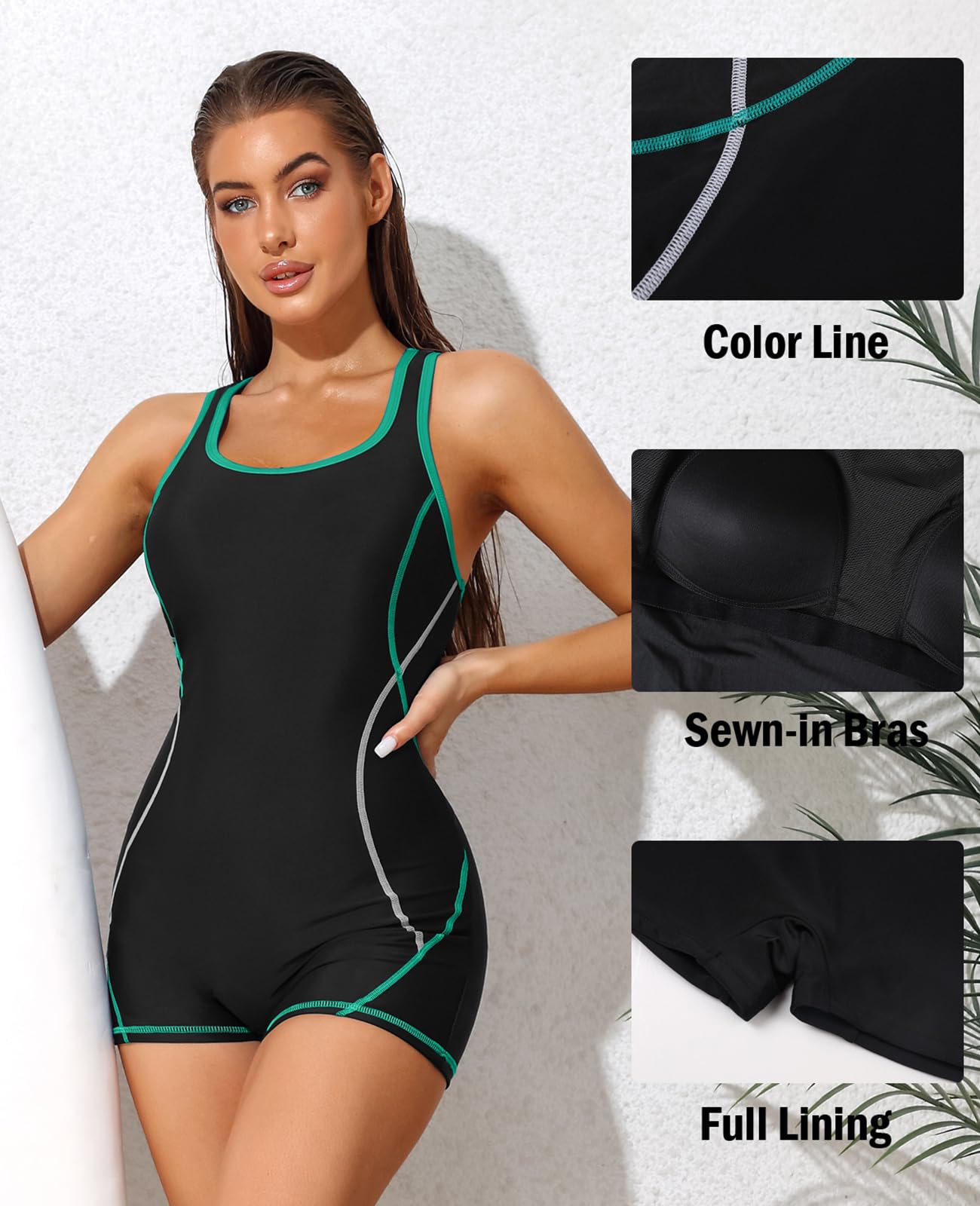 Women's Athletic One Piece Swimsuit - Racerback Boyleg Bathing Suit for Swimming, Surfing & Beach Workouts | High Performance Swimwear for Active Women