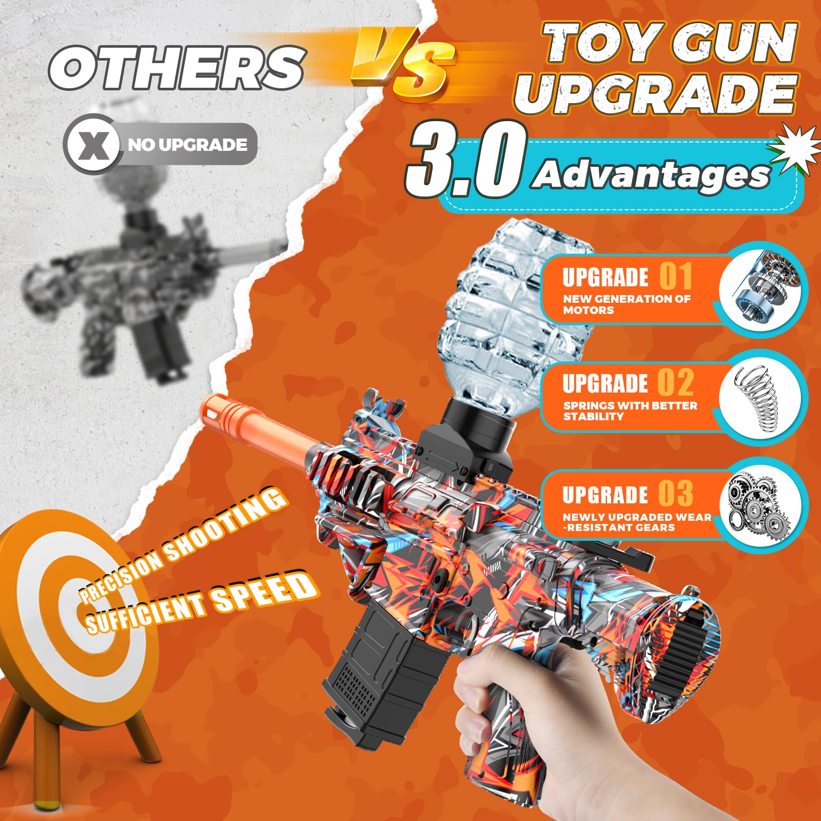 JANNIRESS Electric Gel Ball Blaster Toy - Eco-Friendly Splatter Ball Gun with Automatic Shooting for Outdoor Team Games & Activities (Brown) | Perfect for Backyard Battles, Birthday Parties & Group Fun
