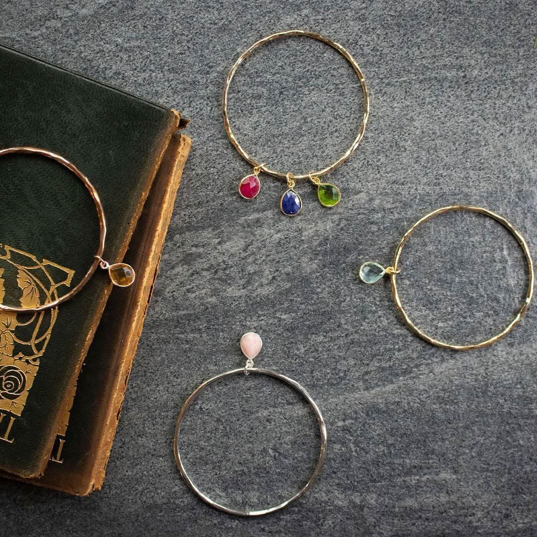 Rose Gold Amethyst Charm Bangle - February Birthstone Bracelet for Women | Elegant Jewelry Gift for Valentine's Day, Anniversary & Special Occasions