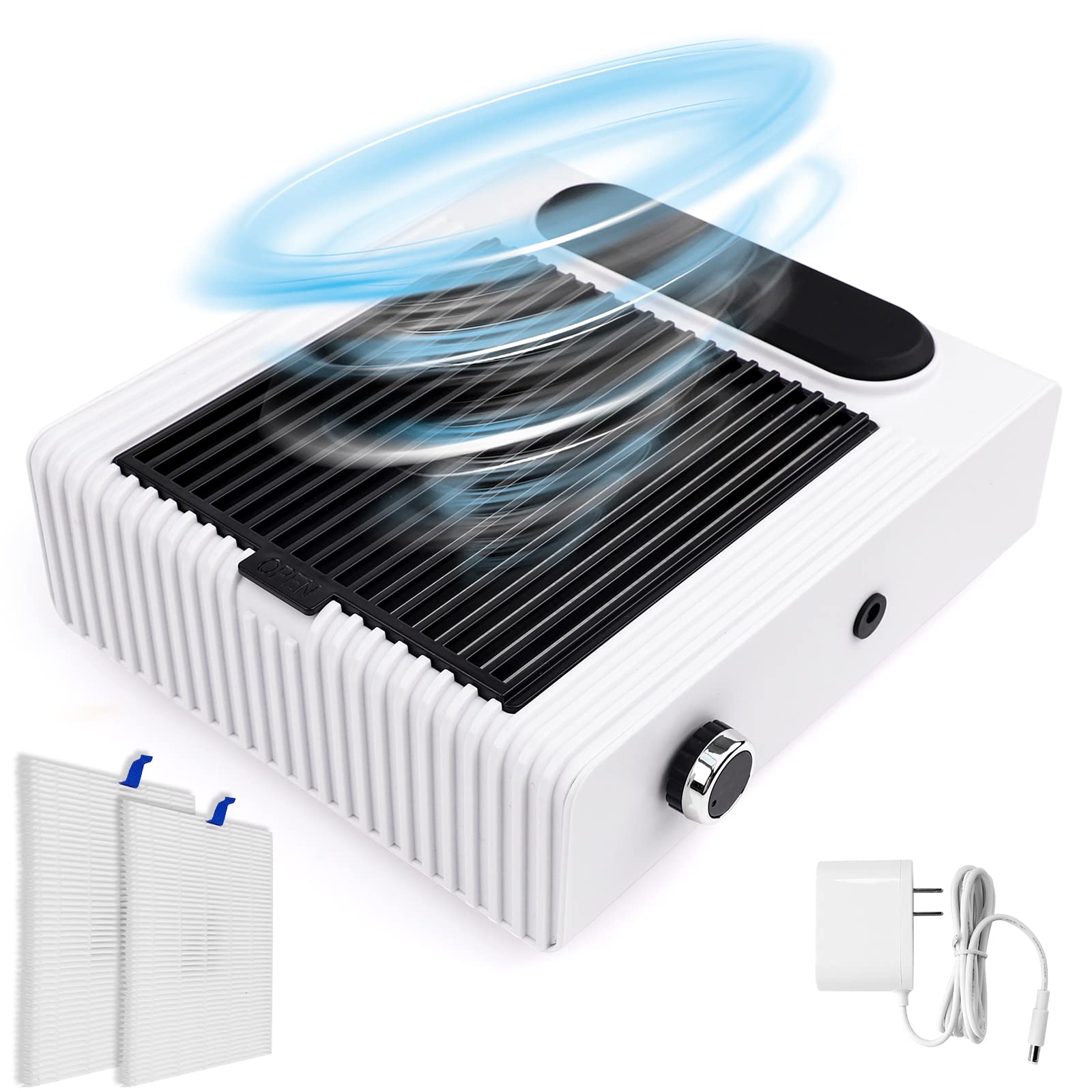 Biutee Adjustable Nail Dust Collector - 80W Powerful Vacuum Fan with 2 Reusable Filters for Acrylic & Gel Nail Polishing | Salon & Home Use | Perfect for Nail Art, Manicures & Pedicures