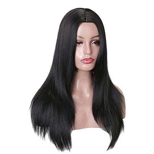 Natural Looking Full Head Long Straight Middle Part Heat Resistant Synthetic Wigs for Women & Girls - Perfect for Cosplay, Daily Wear & Special Occasions