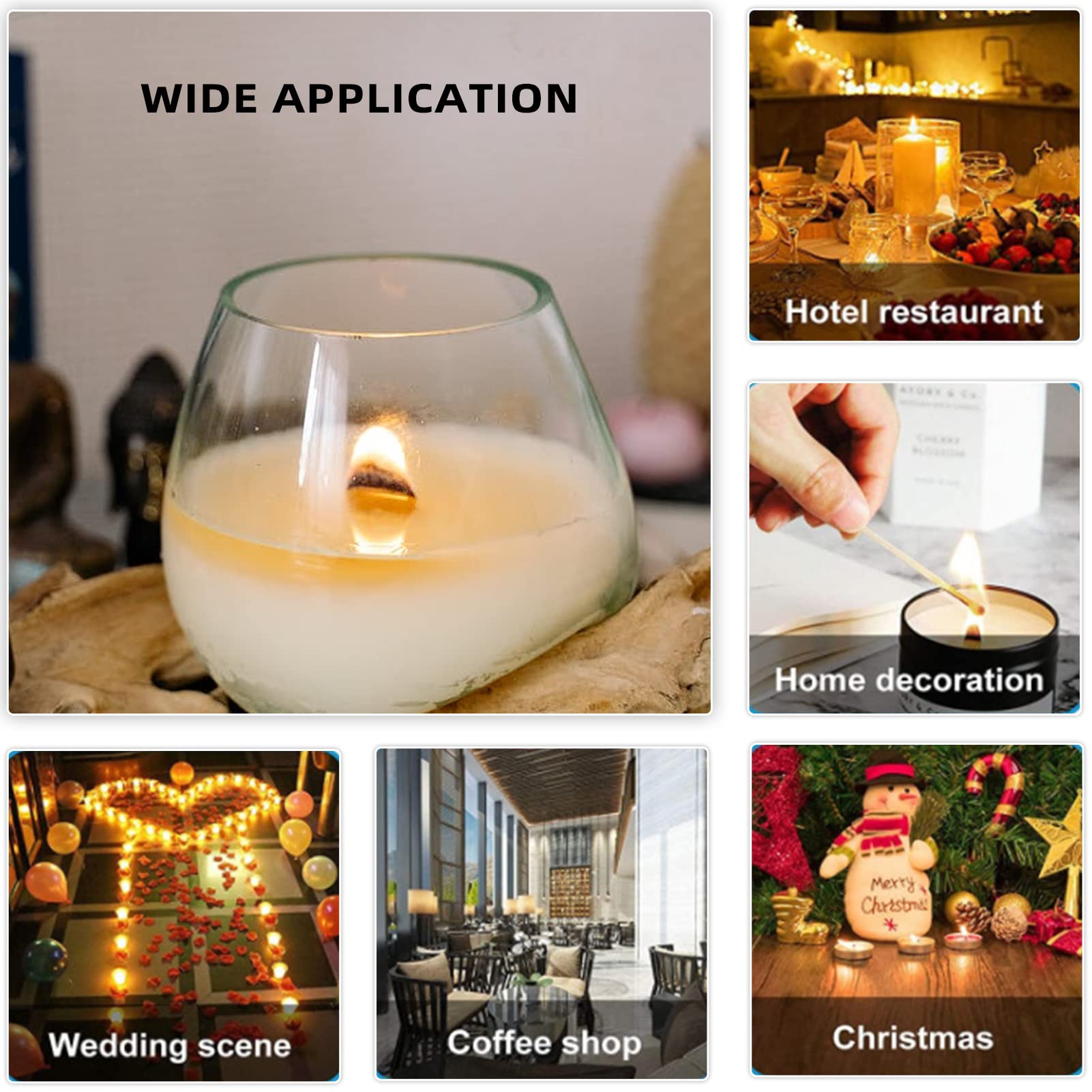 Ziosxin 100-Pack Thick Smokeless Cherry Wood Candle Wicks - Long Burning Natural Candle Cores with Adhesive Dots (5.1