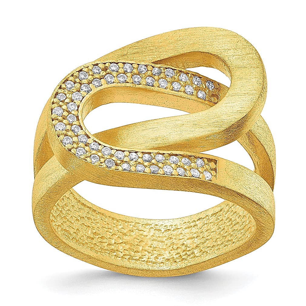 925 Sterling Silver Interlocking Swirl Band Ring with CZ Stones - Size 9, Dainty Women's Jewelry, Perfect Gift for Her - Ideal for Weddings, Anniversaries & Everyday Elegance