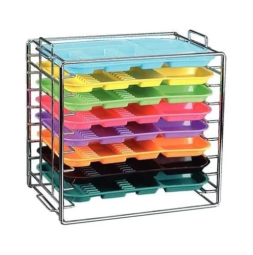 Stainless Steel Dental Tray Organizer - Medical Instrument Tray with 8 Holder Trays, Chrome Rack Size B (Ritter Brand) | Perfect for Dental Clinics, Hospitals & Medical Offices