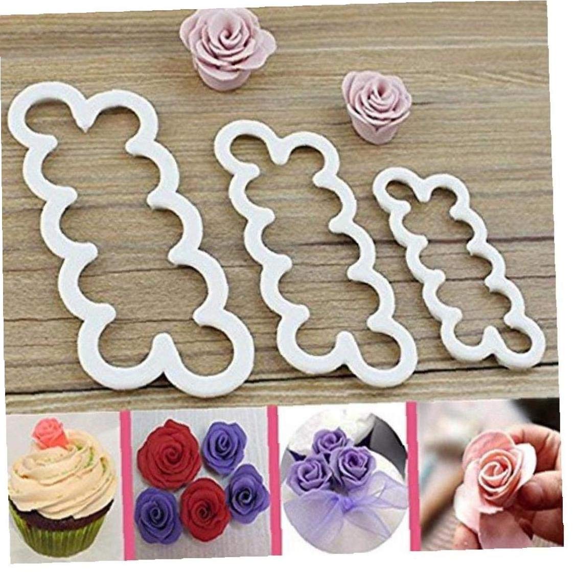 PiniceCore 3-Piece Penta Angel Cake Decorating Set - Gum Paste Flowers, Sugar Craft Rose Cutters, Fondant Rose Maker for Wedding Cakes, Birthday Parties & DIY Baking Decorations
