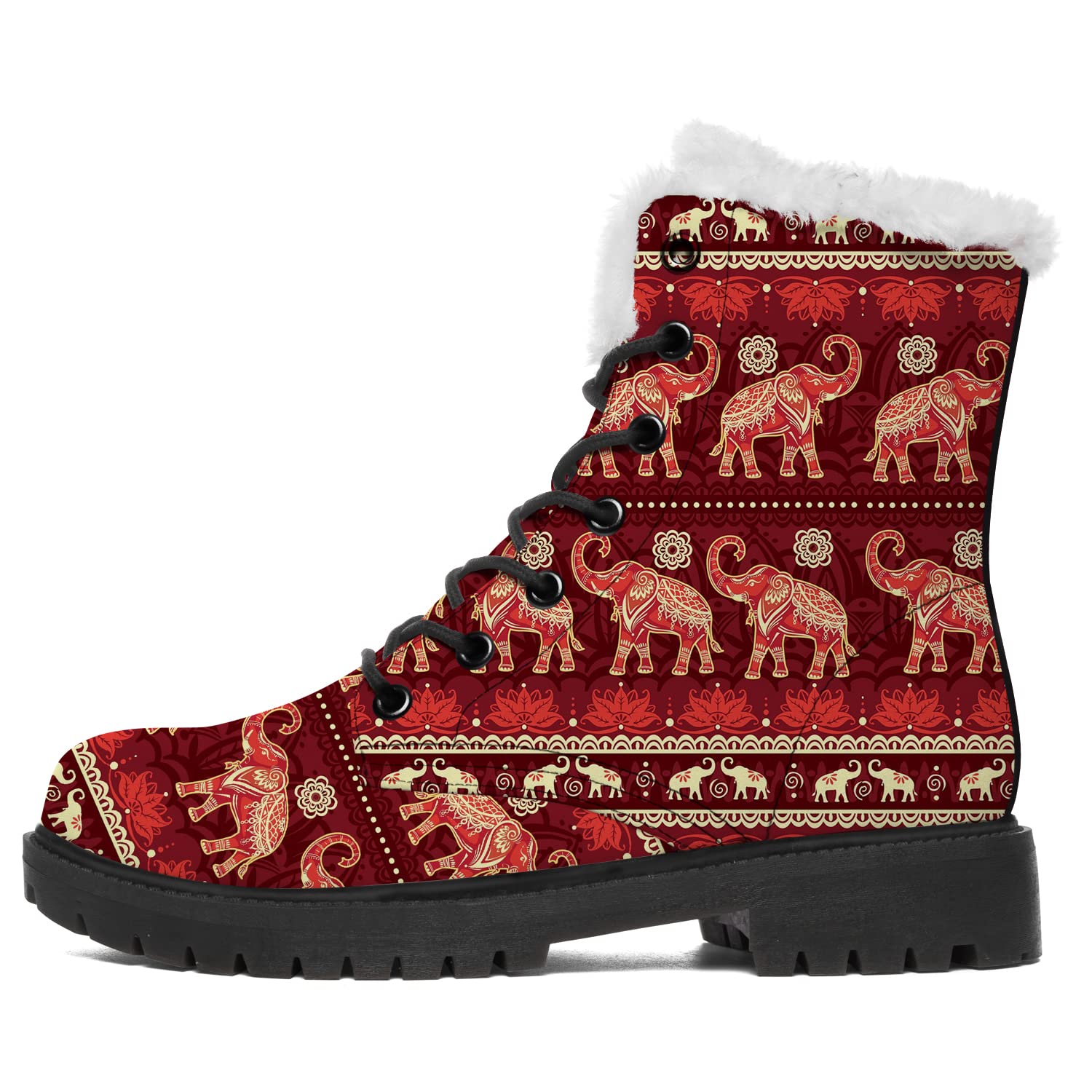 Women's & Men's Elephant Boots - Waterproof Vegan Leather Winter Snow Boots with Fur Lining - Warm Combat Ankle Boots for Hiking, Snowy Weather & Outdoor Adventures