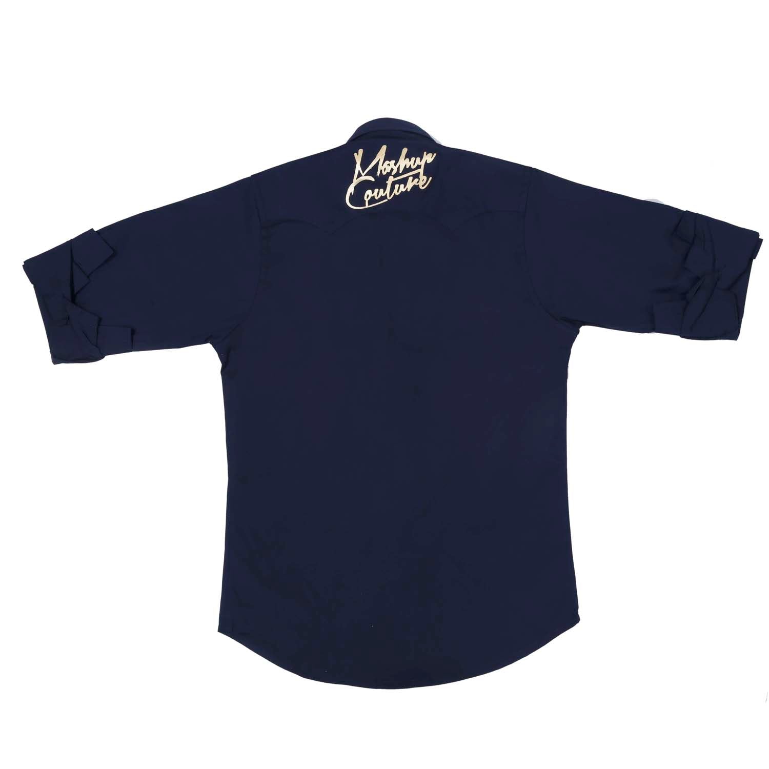 Mashup Designer Navy Blue Casual Shirt for Men | Stylish & Comfortable Cotton Button-Down Shirt | Perfect for Office, Business, and Everyday Wear
