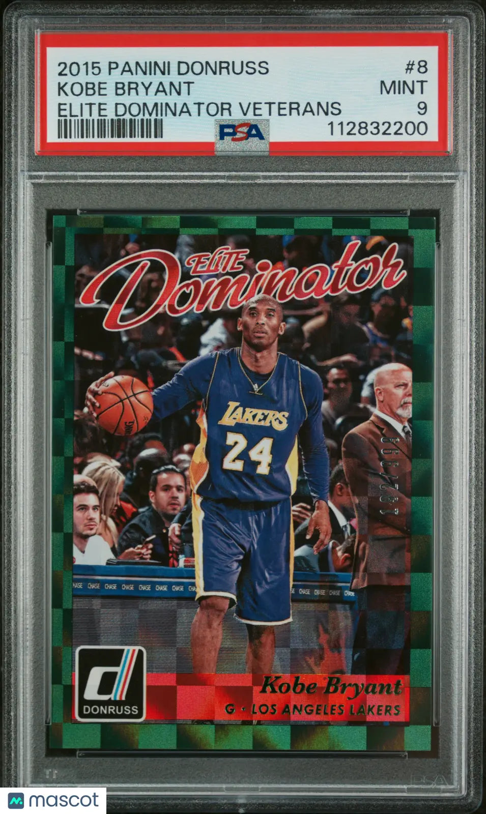 2015 Panini Donruss Elite Dominator Veterans Kobe Bryant PSA 9 /999 - Rare Basketball Trading Card for Collectors & Sports Memorabilia Fans - Perfect for Display, Investment & NBA Memorabilia Collections