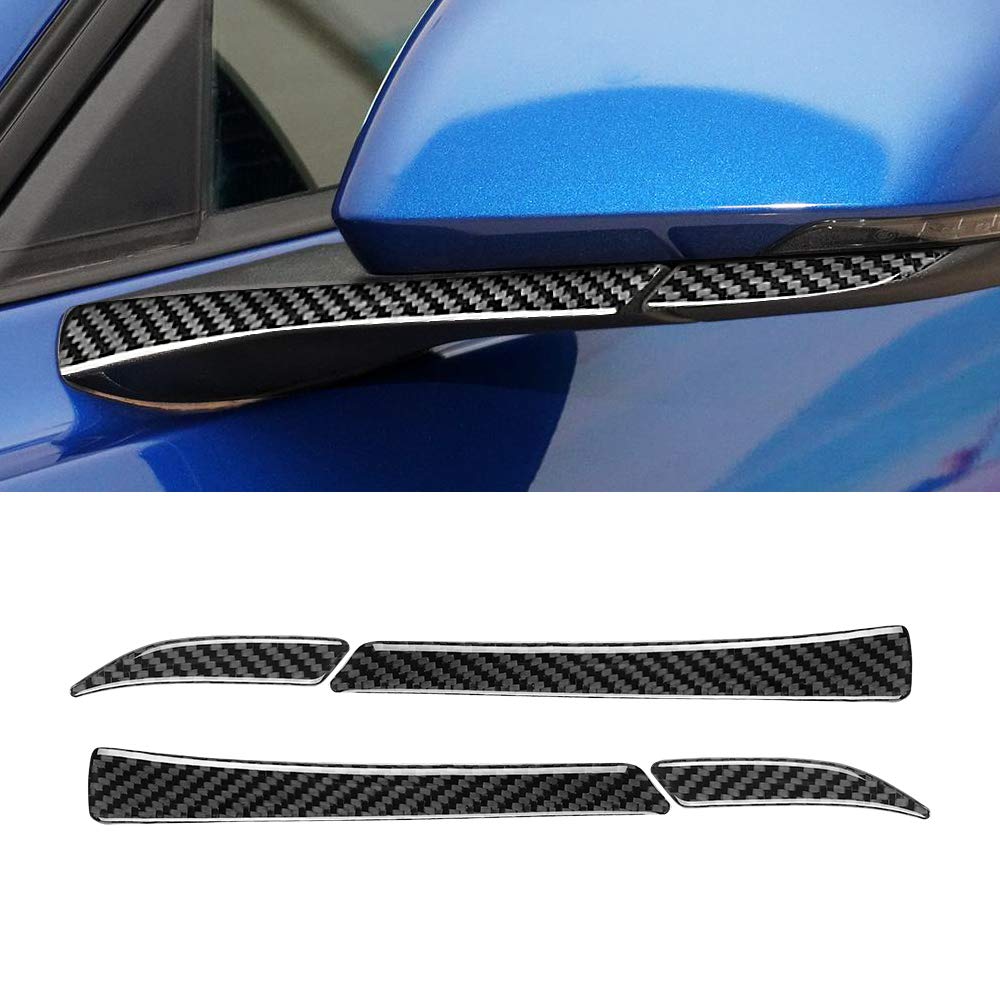 Carbon Fiber Rearview Mirror Cover Stickers for Ford Mustang 2015-2020 | Interior Trim Decoration Accessories | Black Car Styling Upgrade for Enhanced Aesthetics & Protection