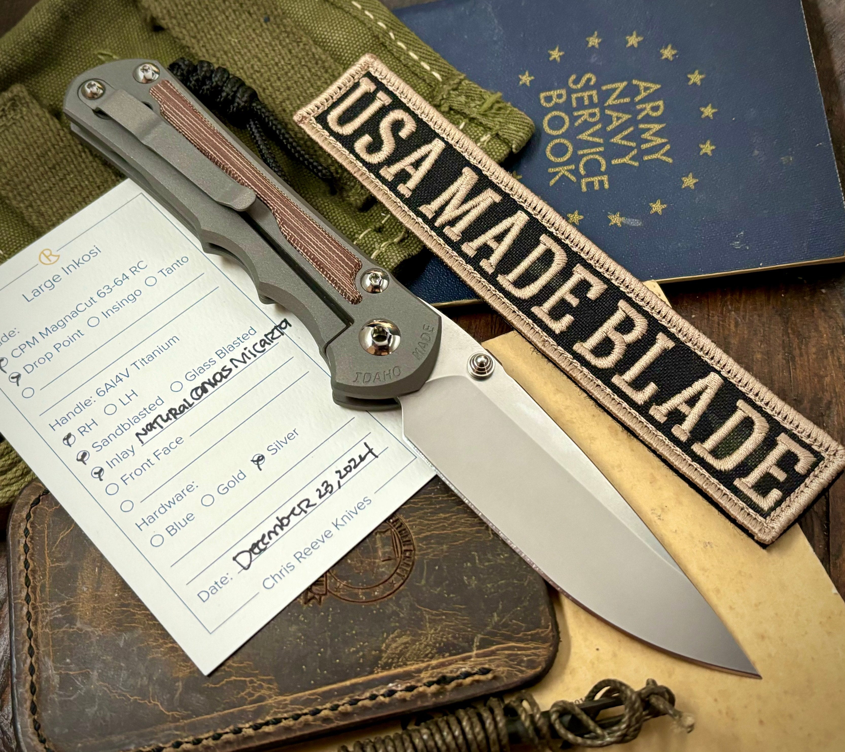 Chris Reeve Large Inkosi Folding Knife with Natural Micarta Inlay - Magnacut Steel Blade | EDC, Outdoor Camping & Survival Gear