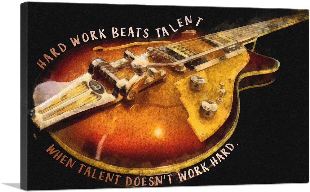 ARTCANVAS Vibrant Guitar Wall Art - 26x18 Inch Stretched Canvas Painting, Framed Giclee Print for Home Decor, Music Room & Office - Ready to Hang (1.5