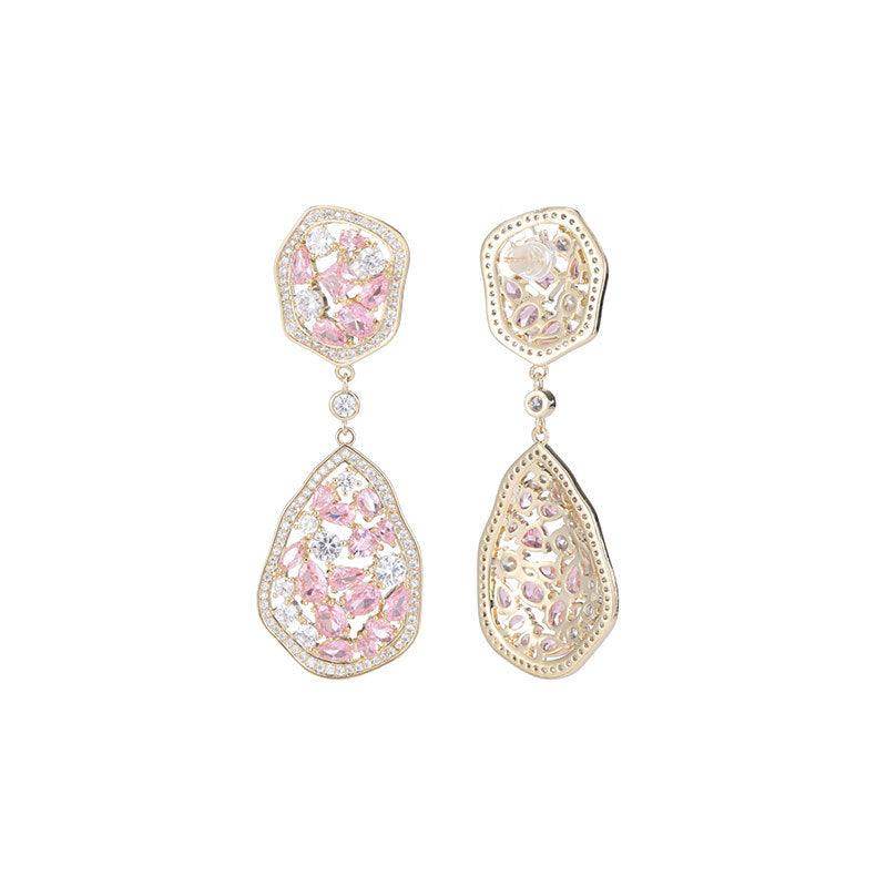 Long Drop Set Zircon Earrings for Women - Elegant Dangling Crystal Jewelry for Parties, Weddings & Special Occasions