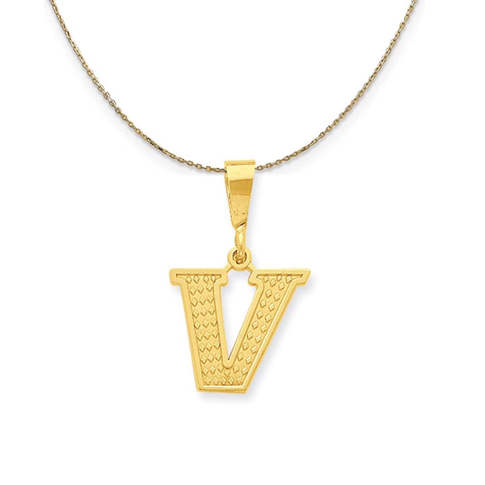 14k Yellow Gold Initial V Necklace - Elegant Gift for Her