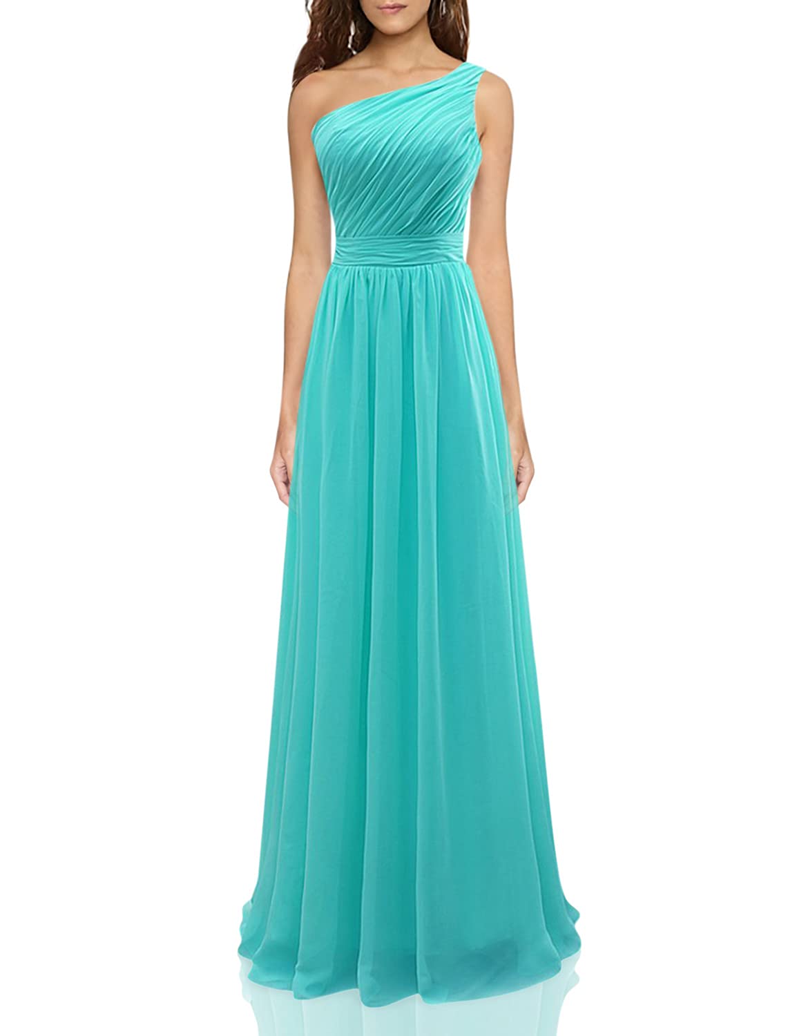 Lorderqueen Women's Elegant One Shoulder Long Bridesmaid Dress Prom Evening Gown for Weddings, Parties & Formal Events - Perfect for Bridesmaids, Prom & Special Occasions