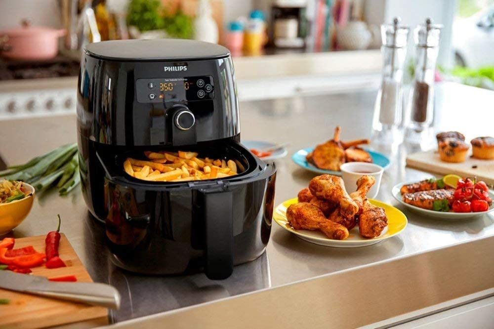 Philips Premium 1.8lb Compact Digital Air Fryer with Splatterproof Lid & Snack Cover - HD9741/56 (Renewed) - Perfect for Healthy Cooking, Quick Snacks & Family Meals