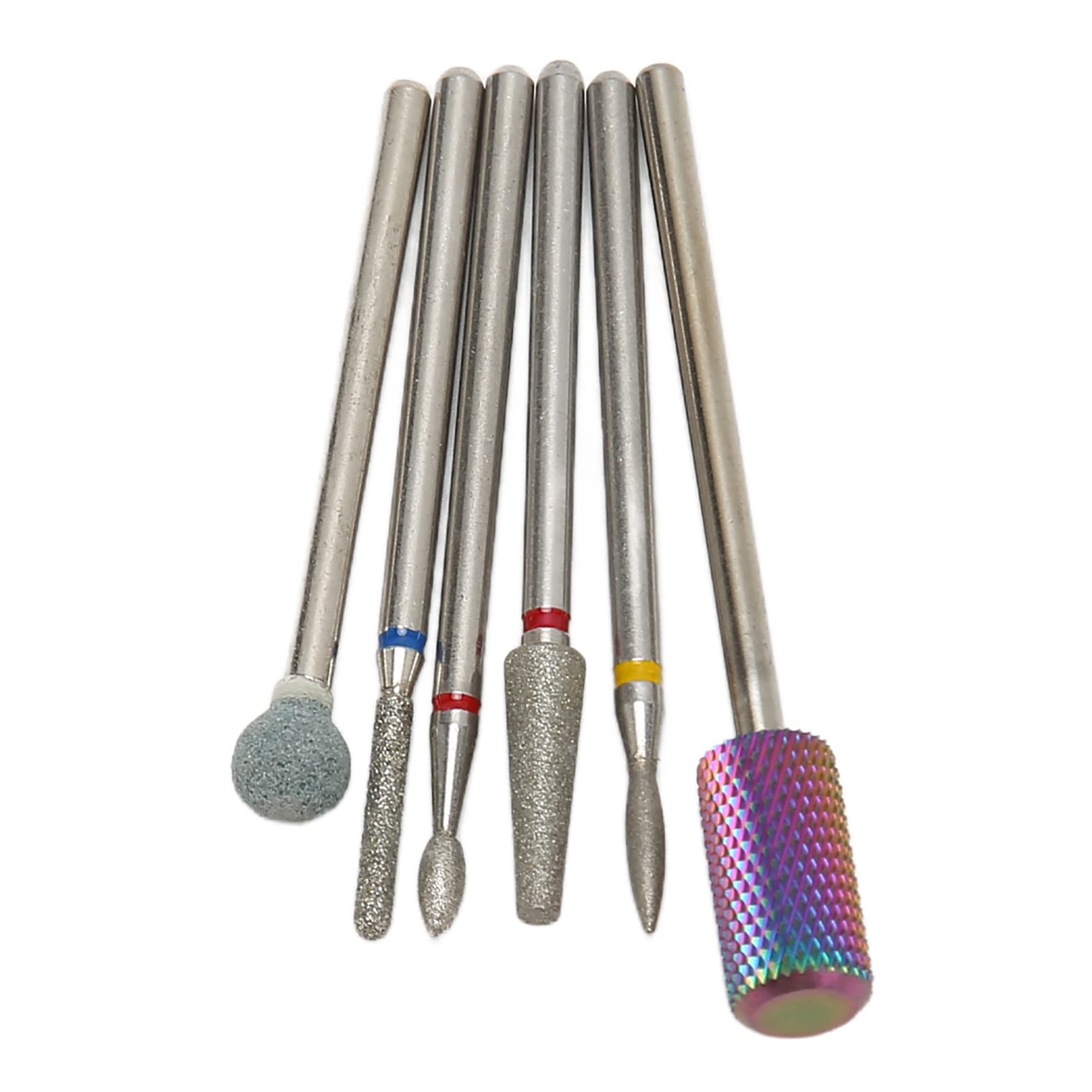 Professional 6pcs Nail Art Drill Bits Set - Rotatable Multi-Shape Quick Grinding Rough Nail Files for Salon & Home Manicure | Perfect for Acrylic Nails, Gel Extensions & Nail Art Design