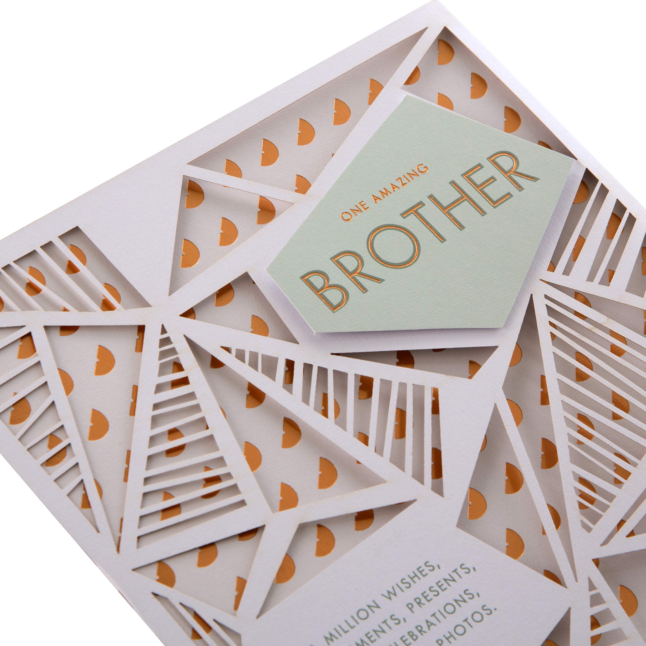 Hallmark Birthday Card for Brother - Geometric Laser-Cut Design | Unique Greeting Card for Sibling Birthday | Perfect for Brothers Day, Special Occasions & Gift Giving