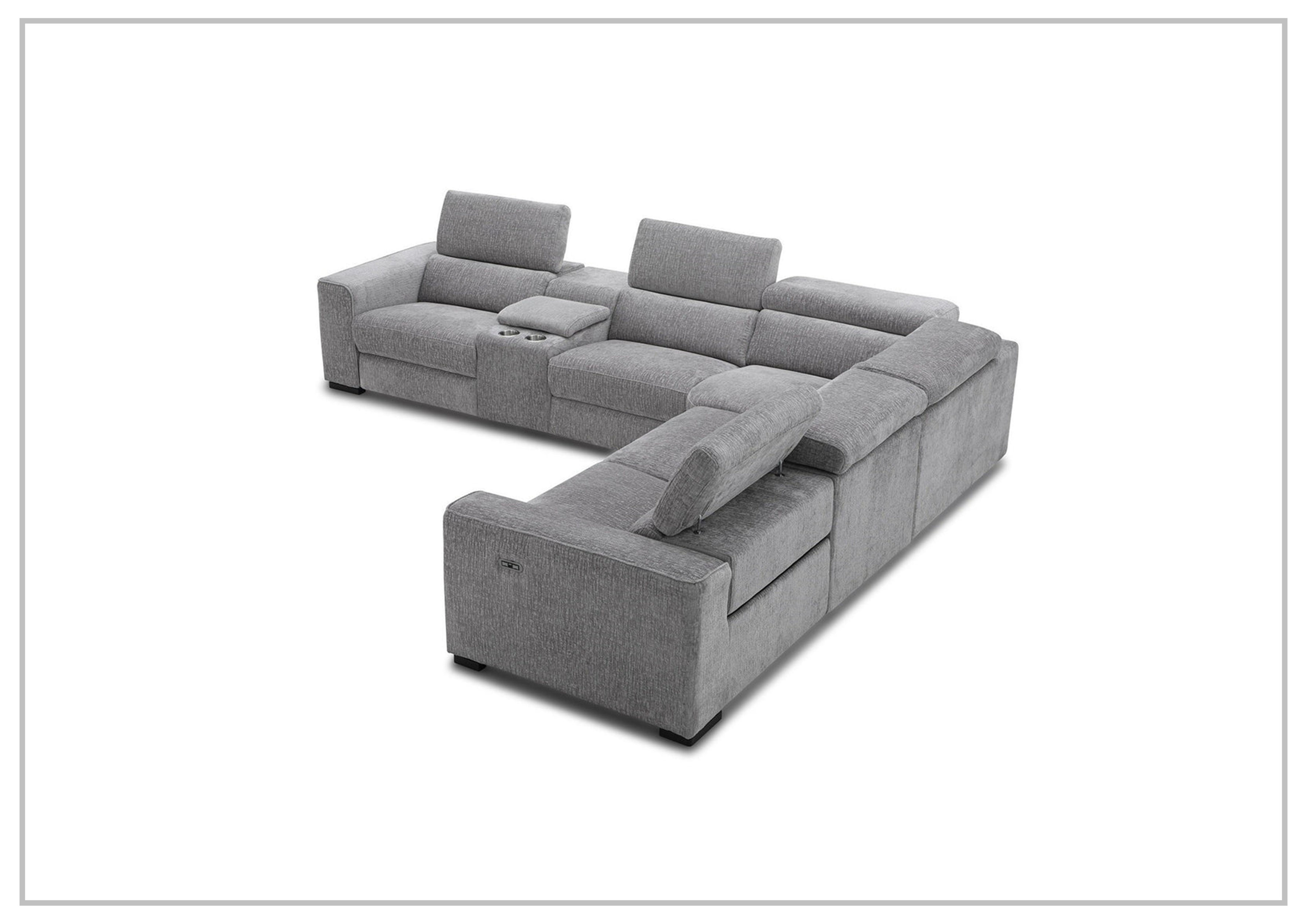 Gio Italia Aventura L-Shaped Fabric Power Reclining Sectional Sofa - Modern Recliner Couch with USB Charging for Living Room, Home Theater & Family Room Comfort
