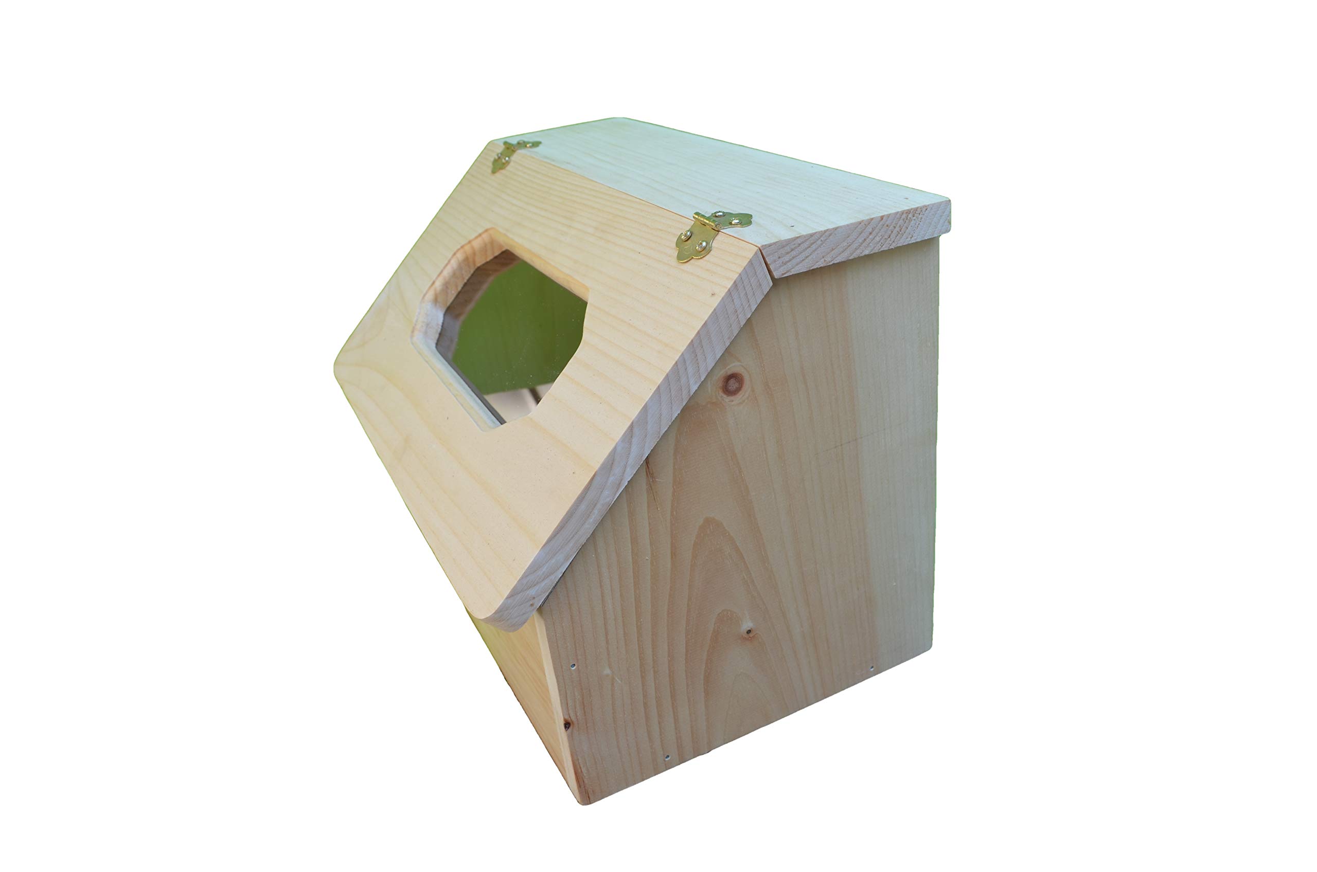 Solid Unfinished Pine Bread Box with Slanted Top Door & Clear Plexiglass Window - Lift-Up Lid for Easy Access - Perfect for Storing Bread, Pastries & Baked Goods - Ideal for Kitchen Countertop, Pantry or Dining Room Storage