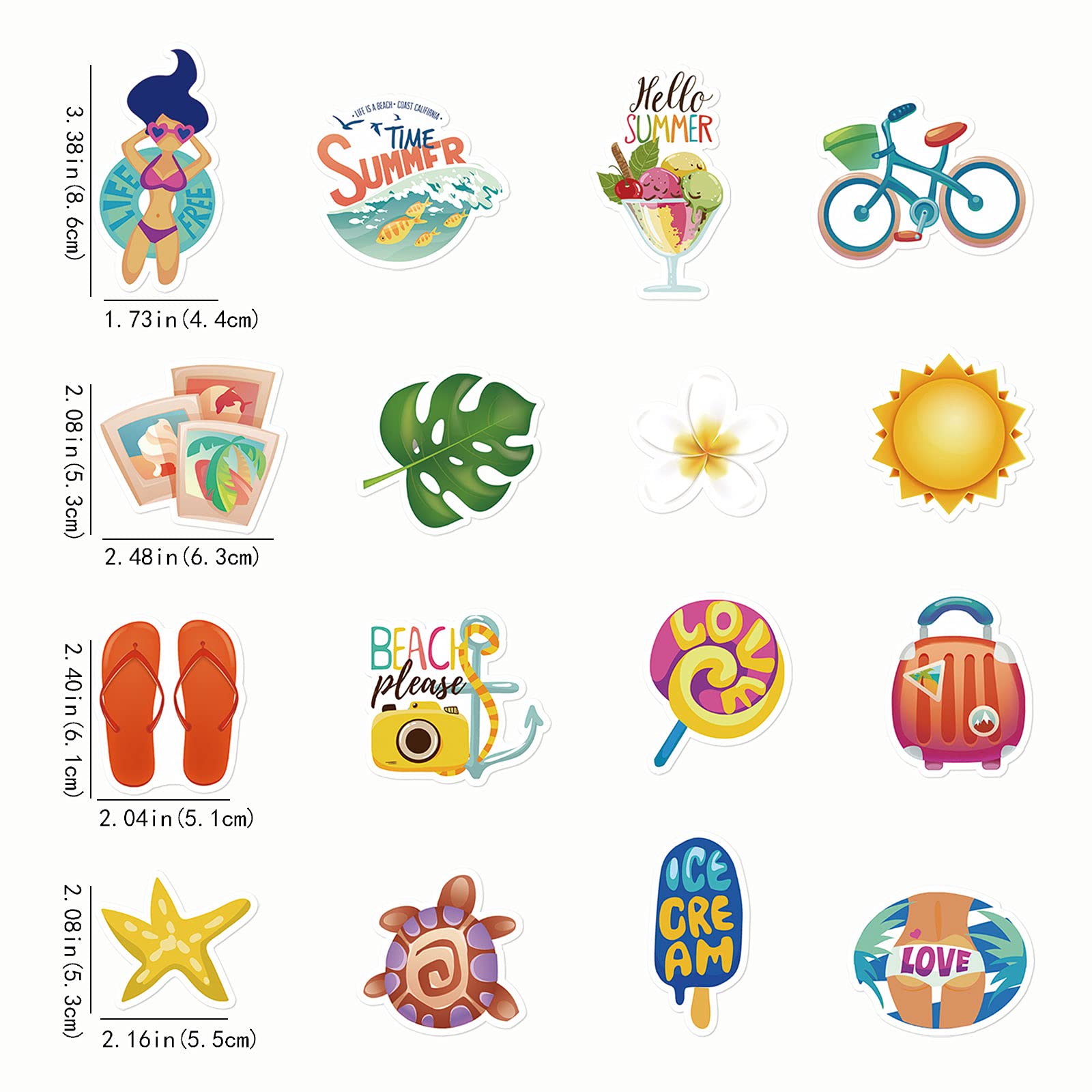 75 PCS Waterproof Summer Stickers for Water Bottles, Laptops, Skateboards & Luggage - Cute Decorative Vinyl Stickers for Kids, Teens & Girls - Perfect for School, Travel & DIY Projects
