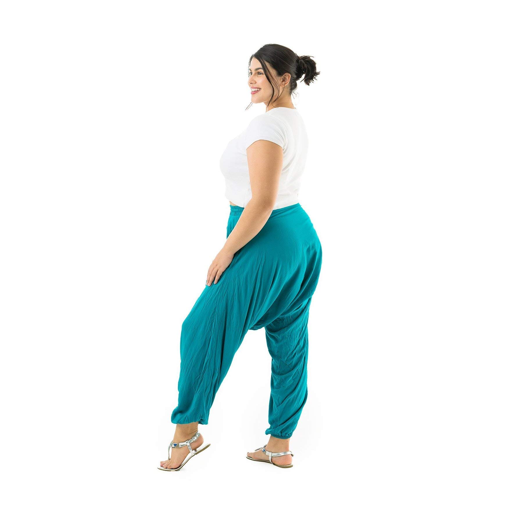Boho Harem Pants for Women - Loose Lightweight Cotton Summer Pants with Pockets - Casual Beach Yoga Lounge Pants for Travel & Vacation Wear