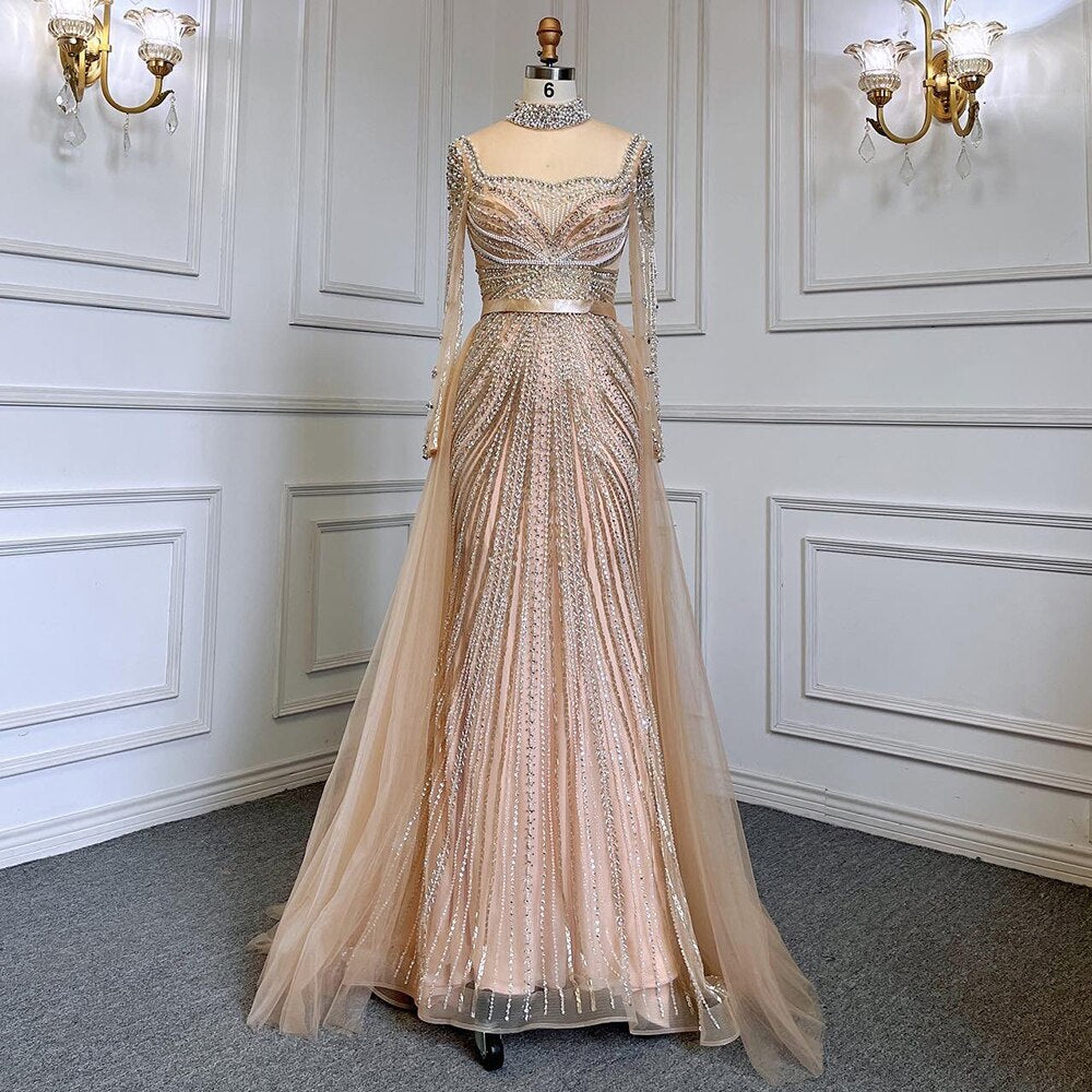 Luxury Dubai Arabic Evening Dresses for Women - Serene Hill Beaded Tassel Mermaid Gown LA71533 | Wedding, Party & Special Occasion Formal Wear | Elegant Muslim Abaya Dress for Evening Events