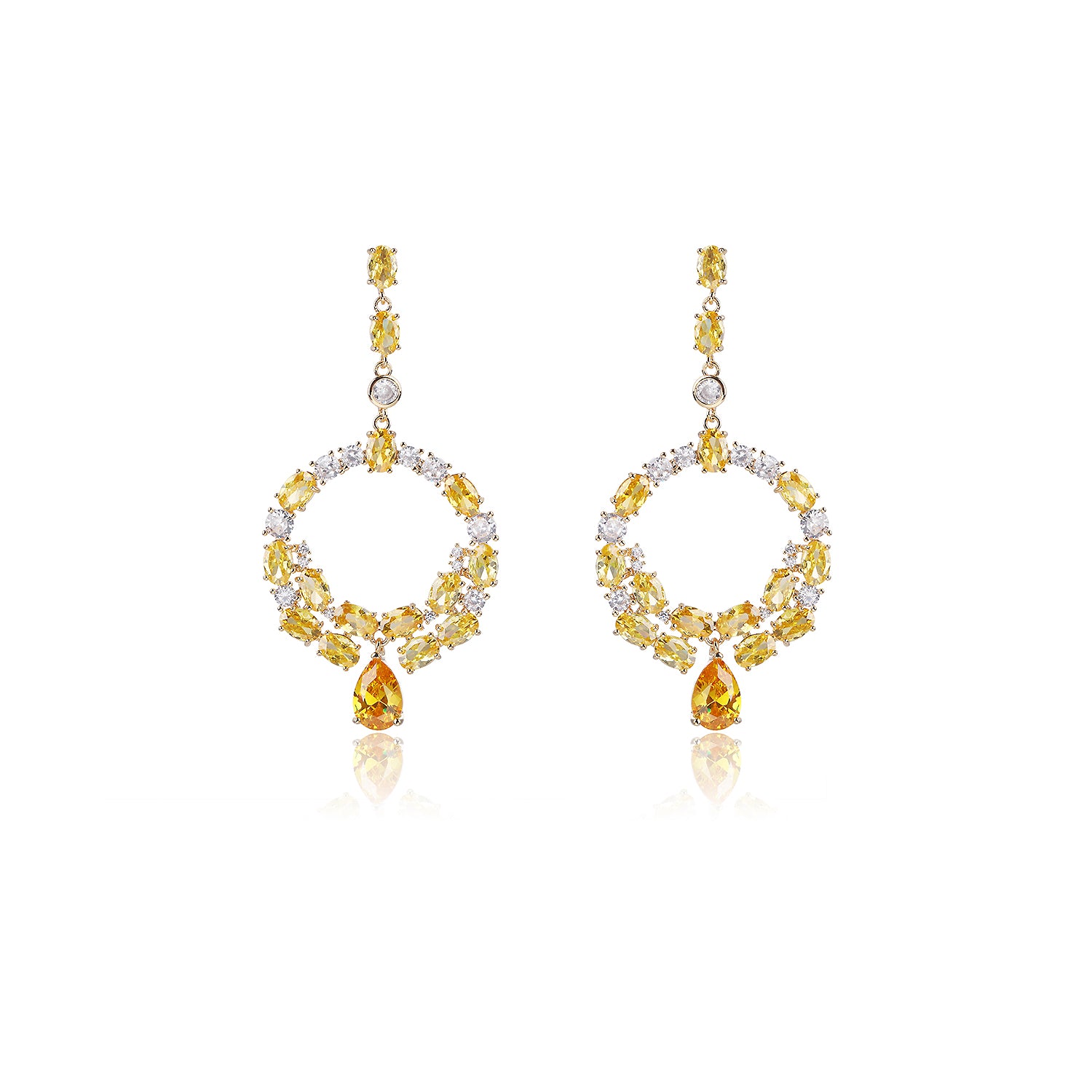 Zircon Round Drop Earrings for Women - Elegant Dangle Jewelry for Parties, Weddings & Special Occasions - CE11695
