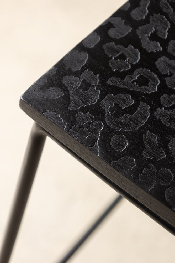 Black Leopard Print Bar Stool - Modern Love-Themed Bar Chair for Kitchen, Dining, or Home Decor - Perfect for Romantic Date Nights & Stylish Home Bars