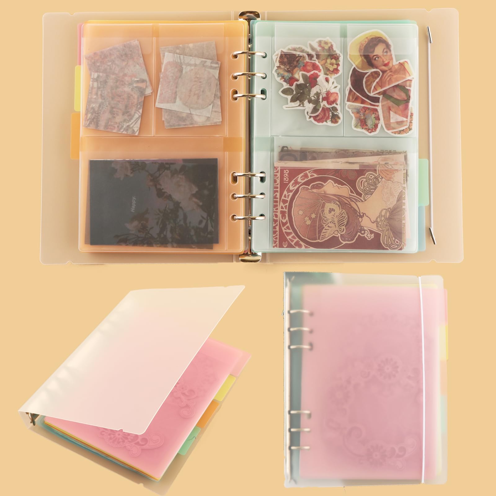 20-Page A5 6-Ring Clear Stamp Storage Binder with Dividers - Photo Album, Embossing Folder & Card Organizer for DIY Scrapbooking, Arts & Crafts, Collectibles - Perfect for Craft Rooms, Gift Wrapping & Memory Keeping