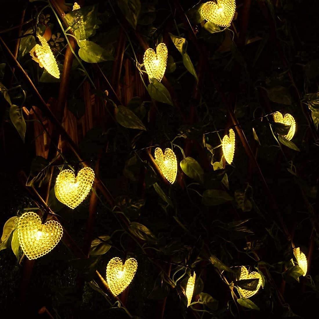 Solar Heart String Lights - 20ft Waterproof 30 LED Heart-Shaped Outdoor Lights with 8 Lighting Modes | Solar Powered Fairy Lights for Garden, Pathway, Wedding, Party & Christmas Decor (Warm White) | Perfect for Romantic Backyard, Patio, and Holiday Celebrations