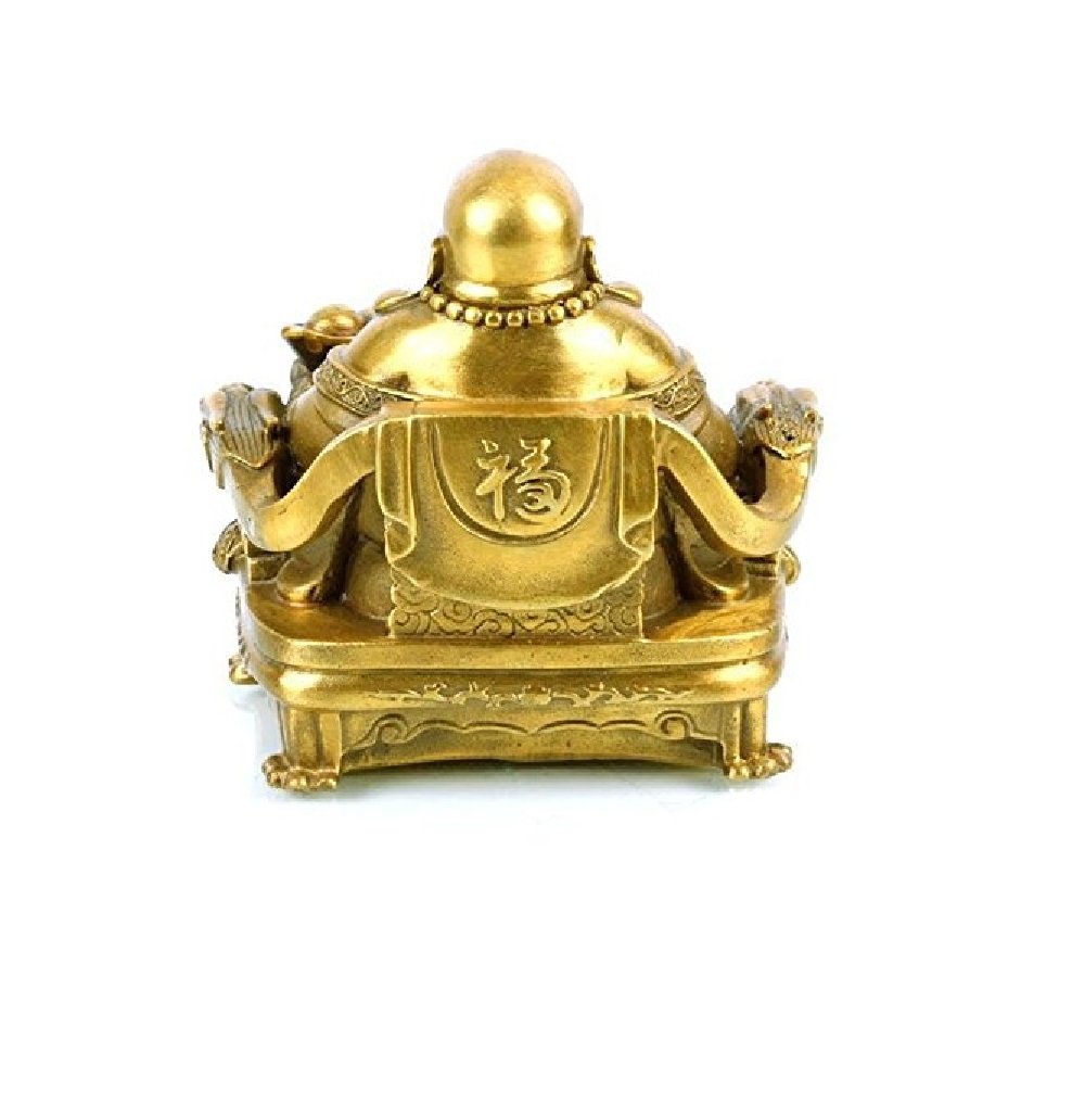 Lucky Laughing Buddha Statue - Feng Shui Maitreya Buddha Figurine Sitting on Emperor's Throne for Good Fortune, Wealth & Happiness | Home Decor, Office Blessing & Meditation Altar Centerpiece