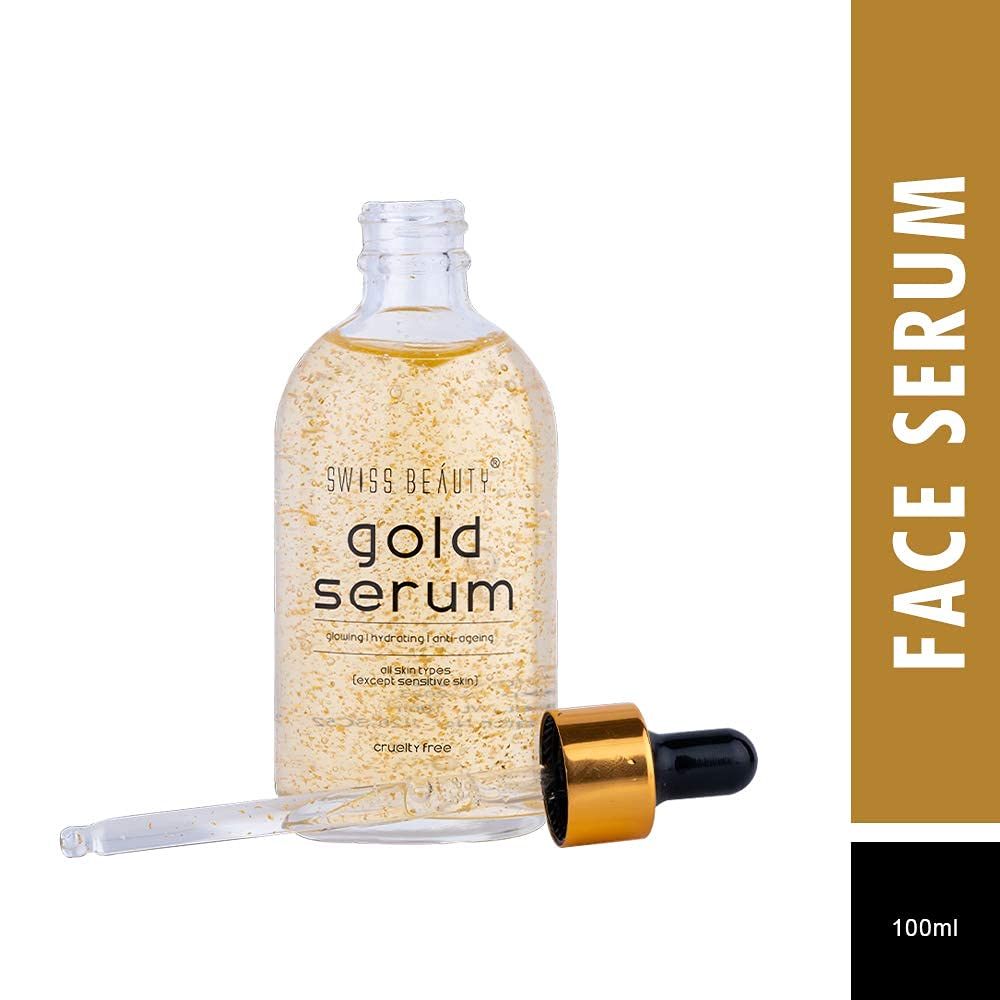 Swiss Beauty 24K Gold Facial Serum - 100ml Anti-Aging Face Treatment for Glowing Skin | Day & Night Moisturizer for Women & Men